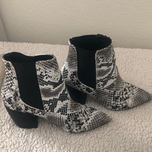 Snakeskin booties
